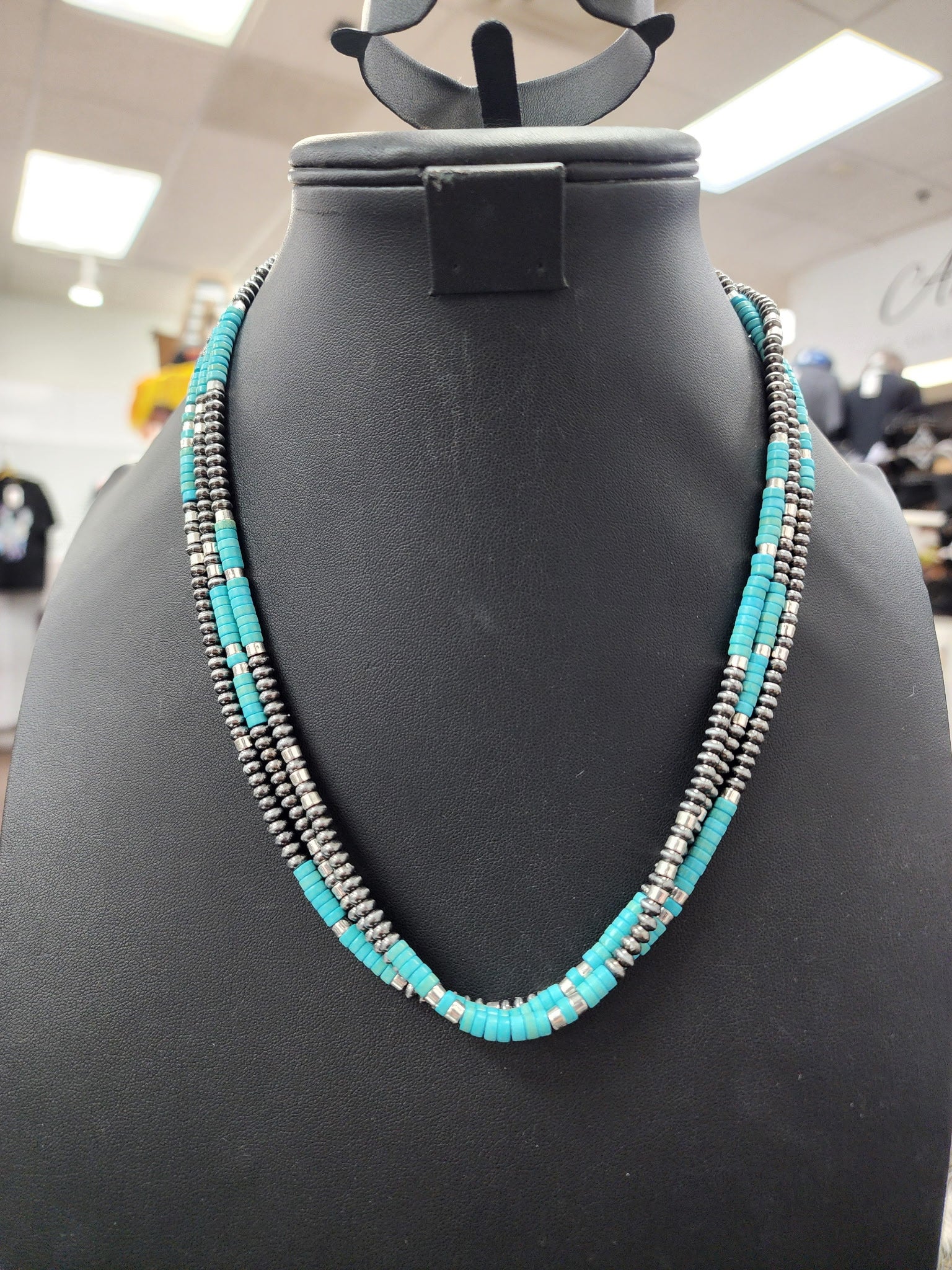 Turquoise Multi-Layer Pearl Necklace