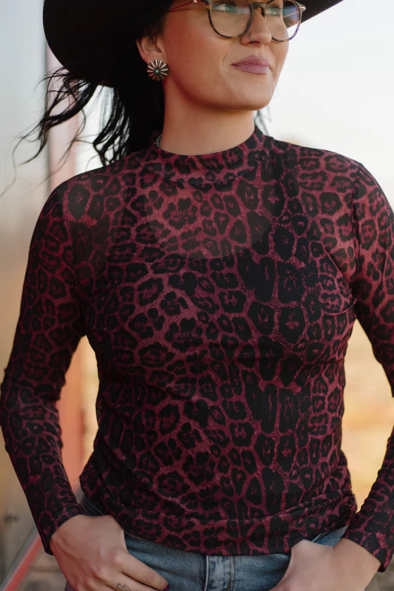 Sideline Maroon Mesh Top