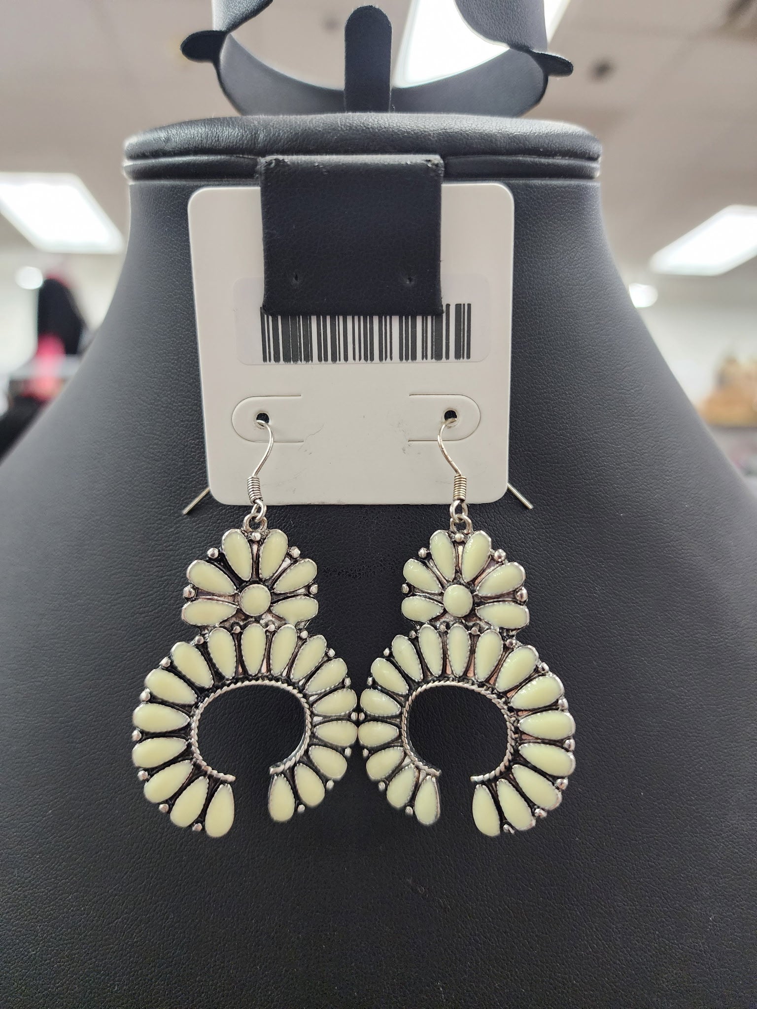 White Floral Naja Fishhook Earrings