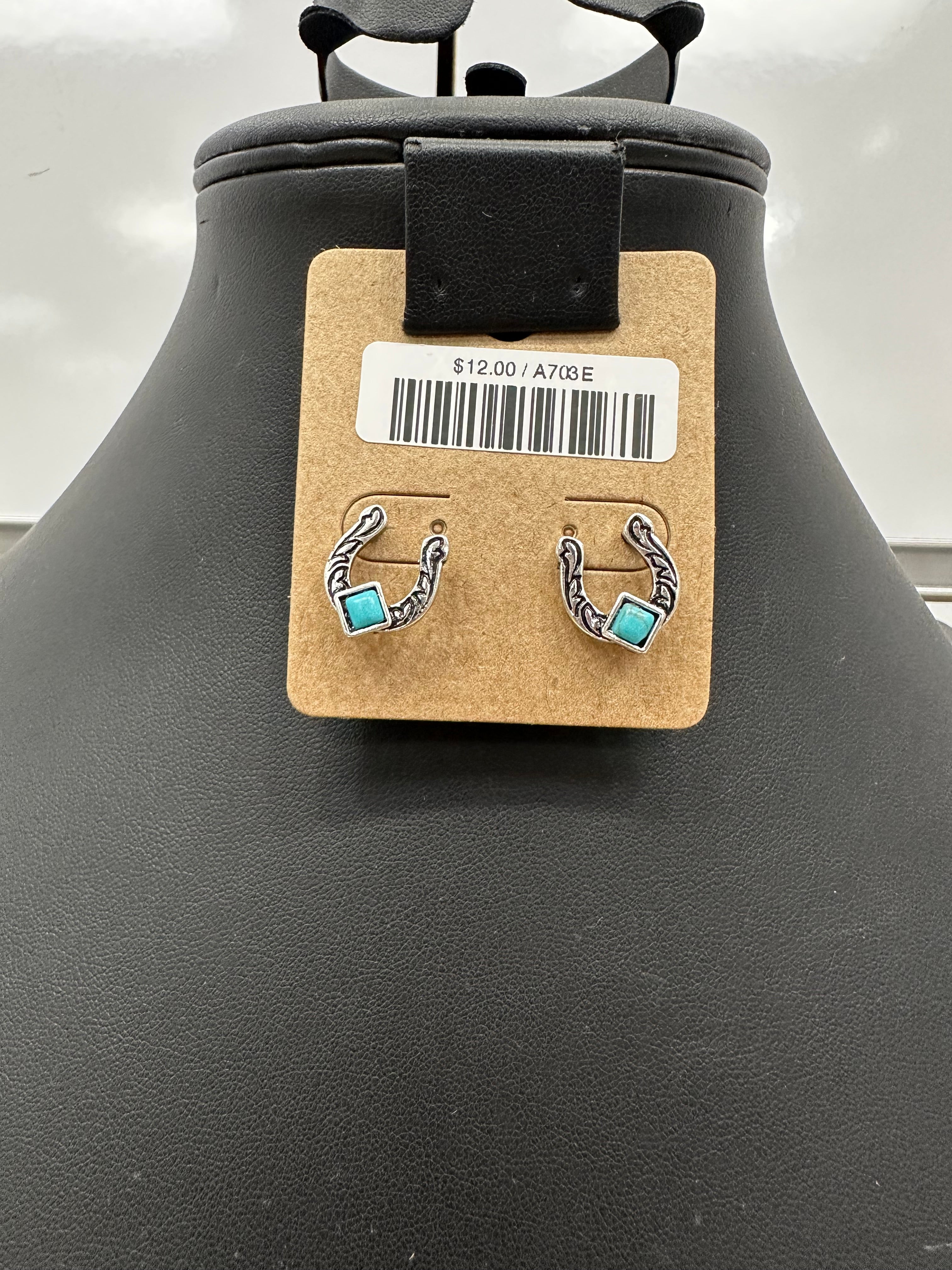 Turquoise Horseshoe Post Earrings