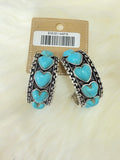 Turquoise Heart Stack Hoop Post Earrings