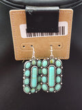 Turquoise Cluster Natural Fishhook Earrings