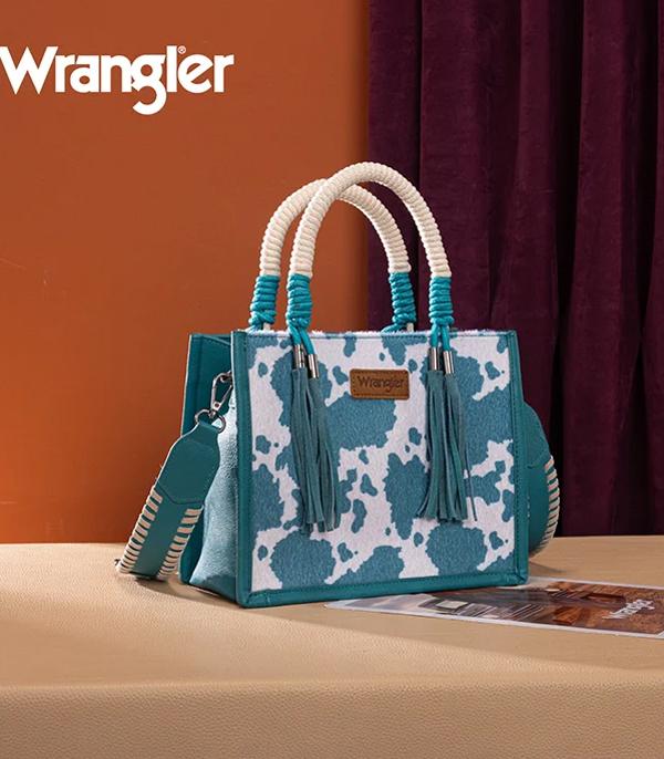 Wrangler Turquoise Cow Print Rope Mini Crossbody