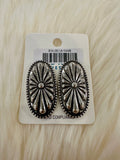 Silver Stamped Concho Post Earrings
