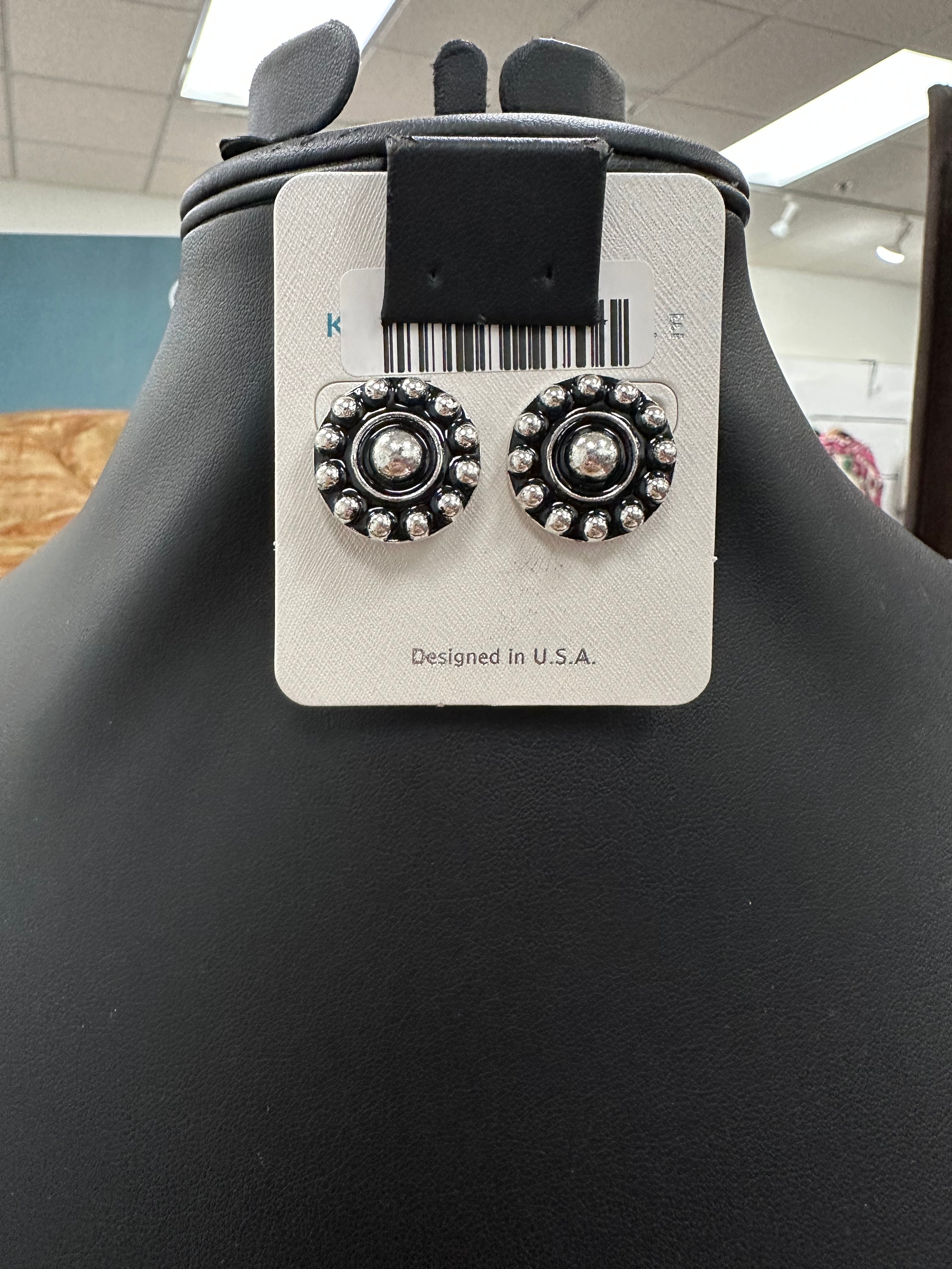 Silver Bead Round Post Earrings