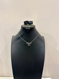 Silver Bead Ribbon Necklace