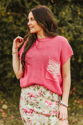 Pink Boot Stitch Knit Top