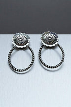 Silver Concho Rope Post Earrings