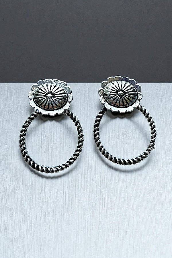 Silver Concho Rope Post Earrings