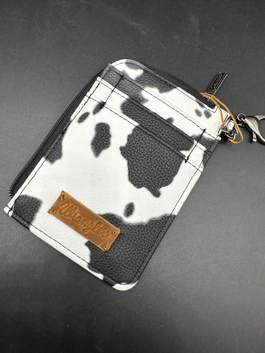 Wrangler Black Cow Print Card Holder