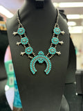 Turquoise Cluster Pearl Squash Necklace and Earrings Set