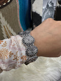 Silver Concho Stamped Stretch Bracelet