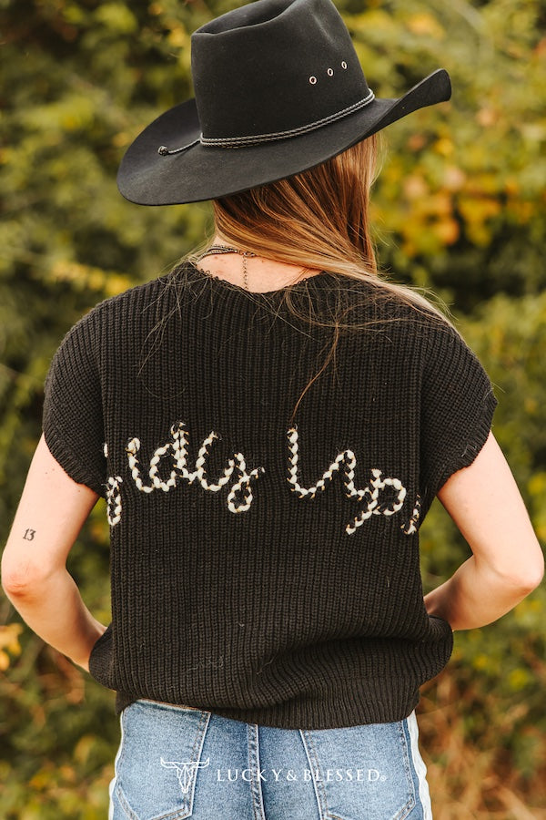 Black Boot Stitch Knit Top