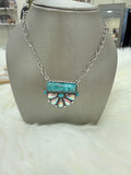 Turquoise Bar Half Crystal Cluster Necklace