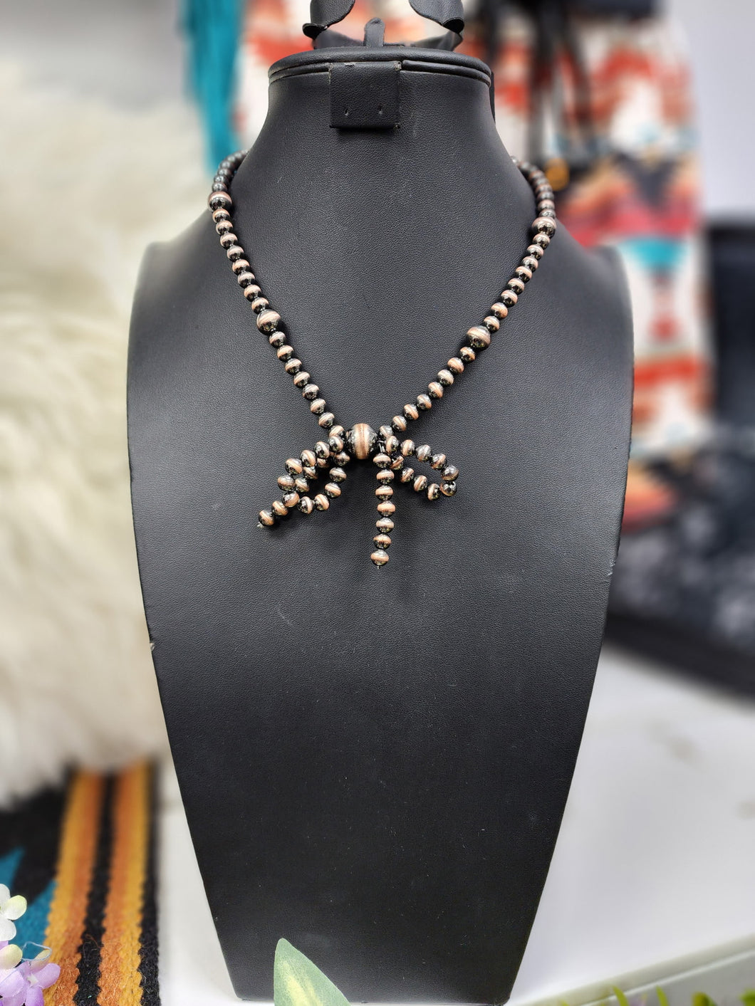 Copper Pearl Ribbon Necklace