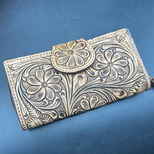 Load image into Gallery viewer, Floral Hand Tooled Leather Wallet
