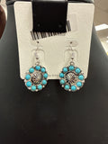Turquoise Floral Concho Fishhook Earrings