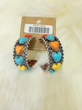 Multi-Colored Stack Heart Hoop Post Earrings