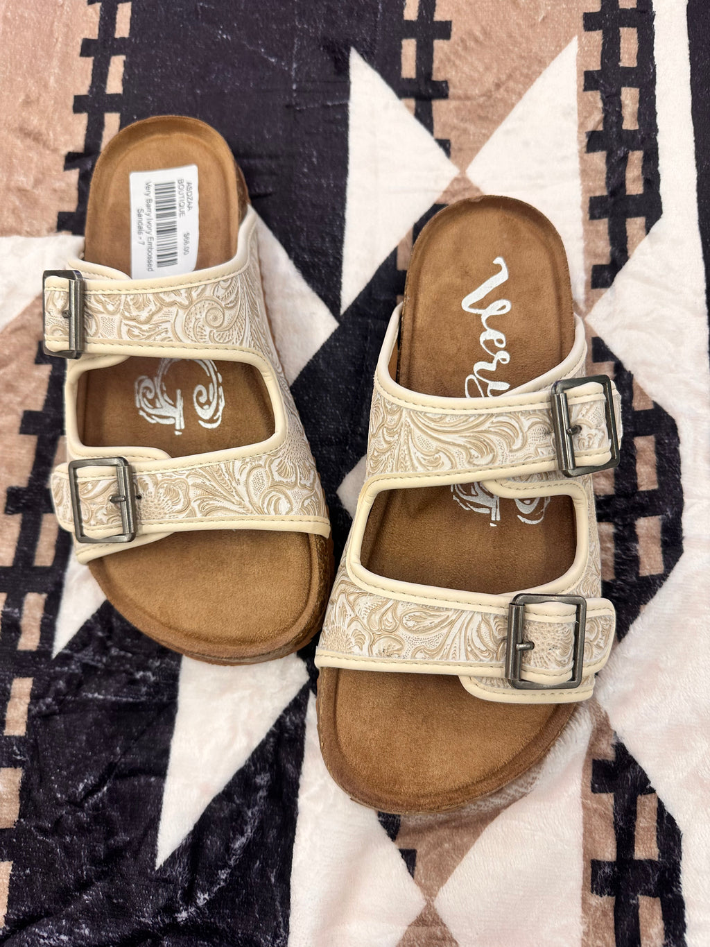 Very Barry Ivory Embossed Sandals