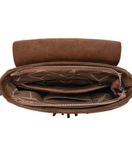 Load image into Gallery viewer, Wrangler Chocolate Embossed Saddle Crossbody
