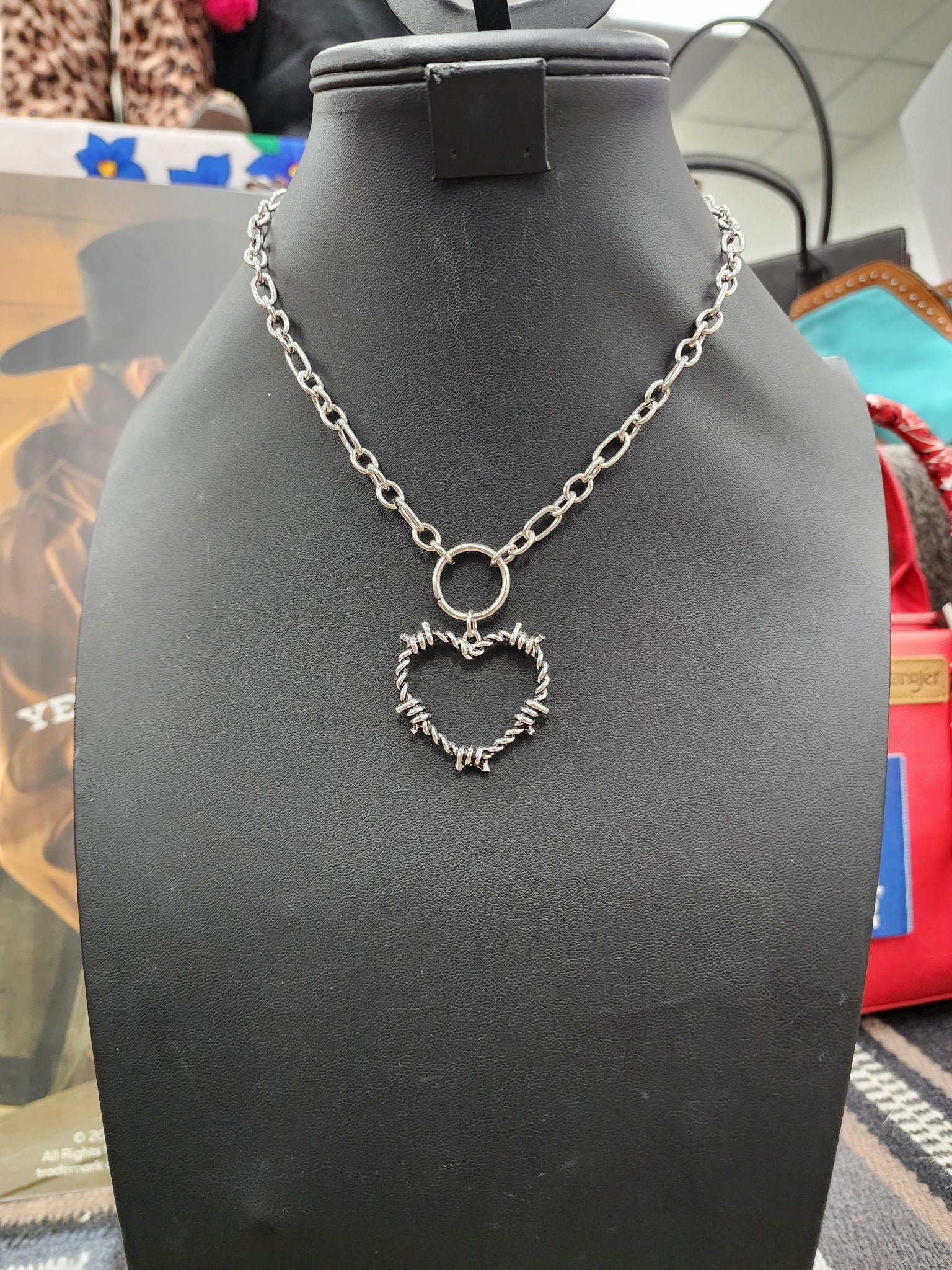 Silver Twisted Wire Heart Pendant Necklace