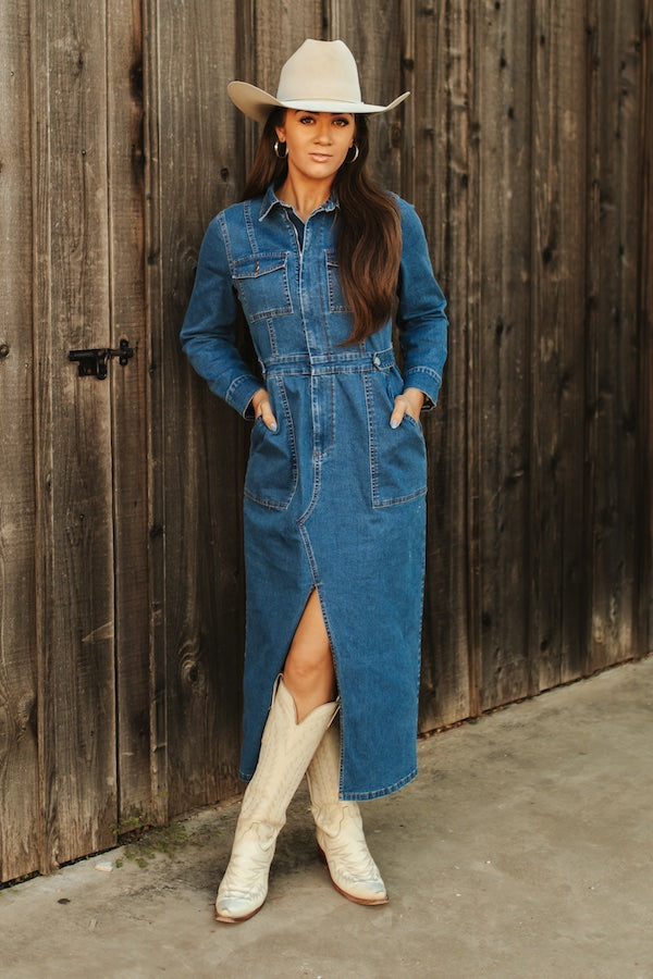 Denim Button Down Maxi Dress