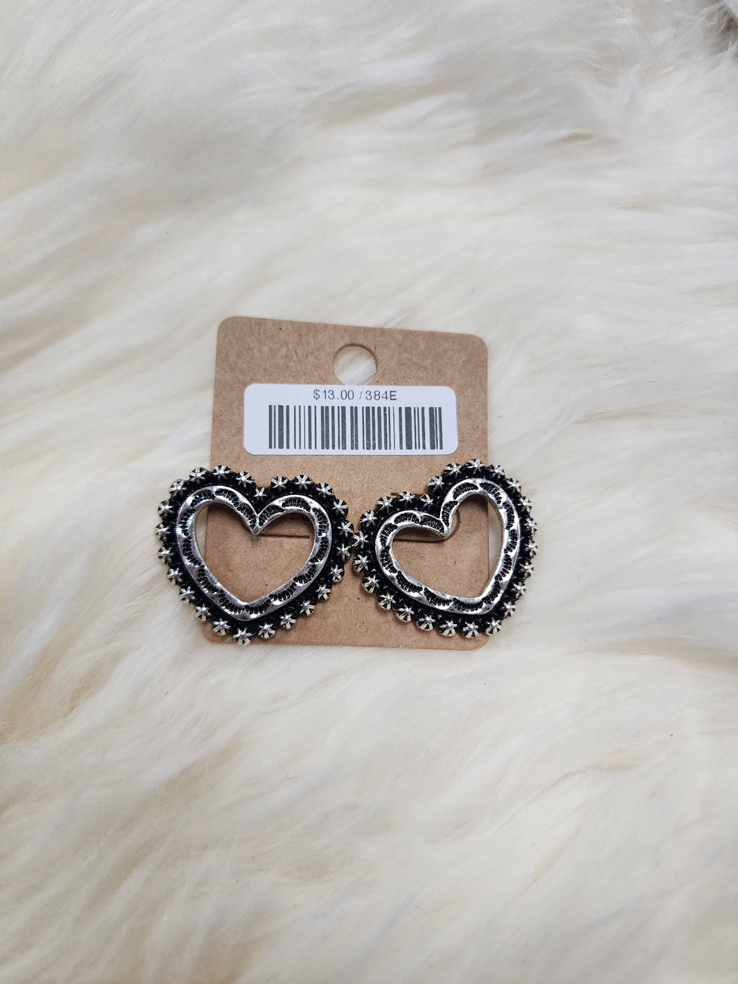 Heart Stamped Bead Post Earrings