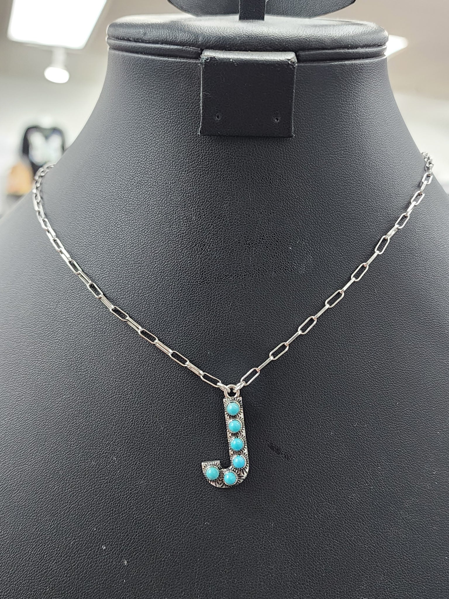 Turquoise Cluster Letter Necklace