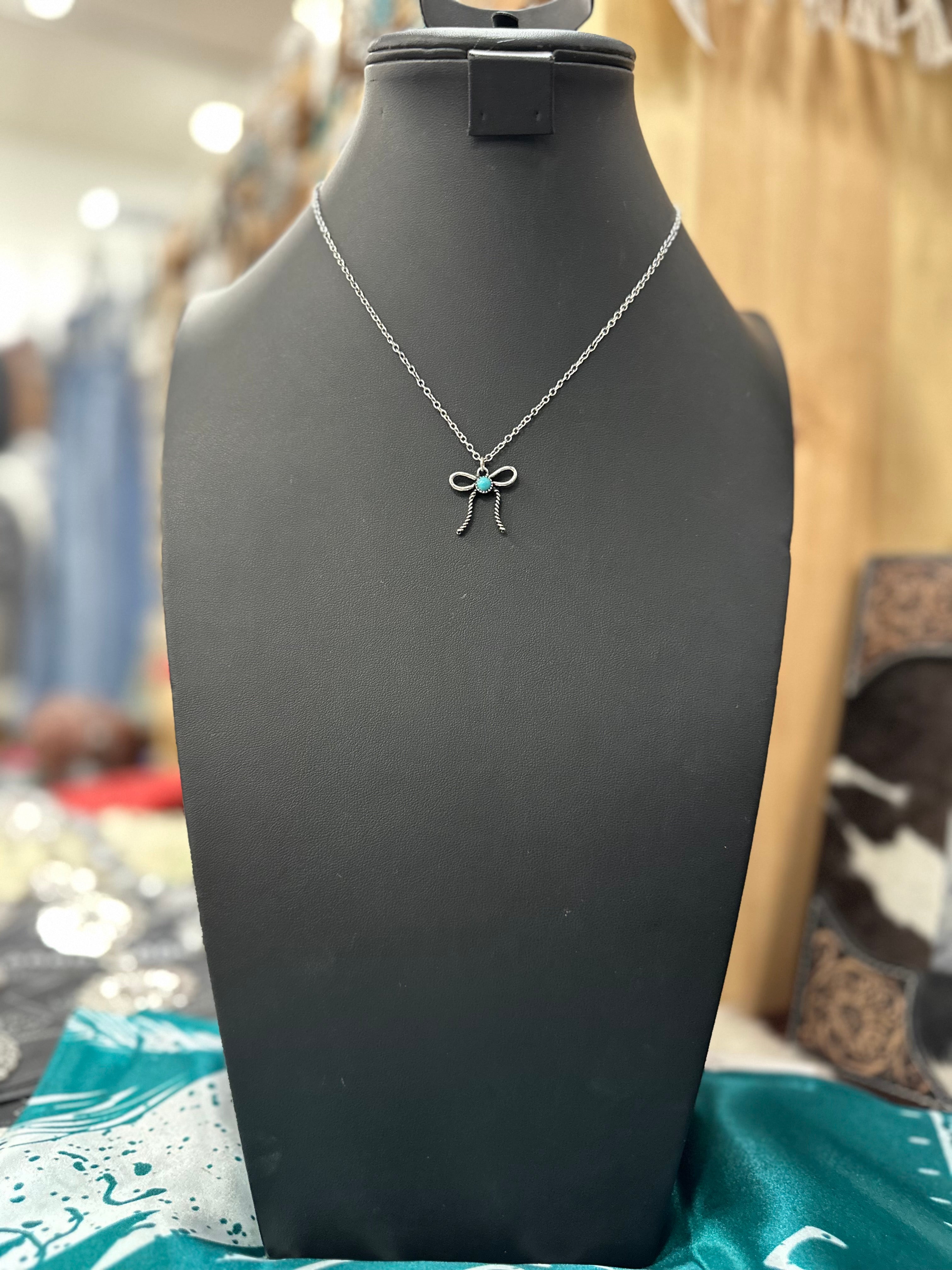 Turquoise Ribbon Pendant Necklace