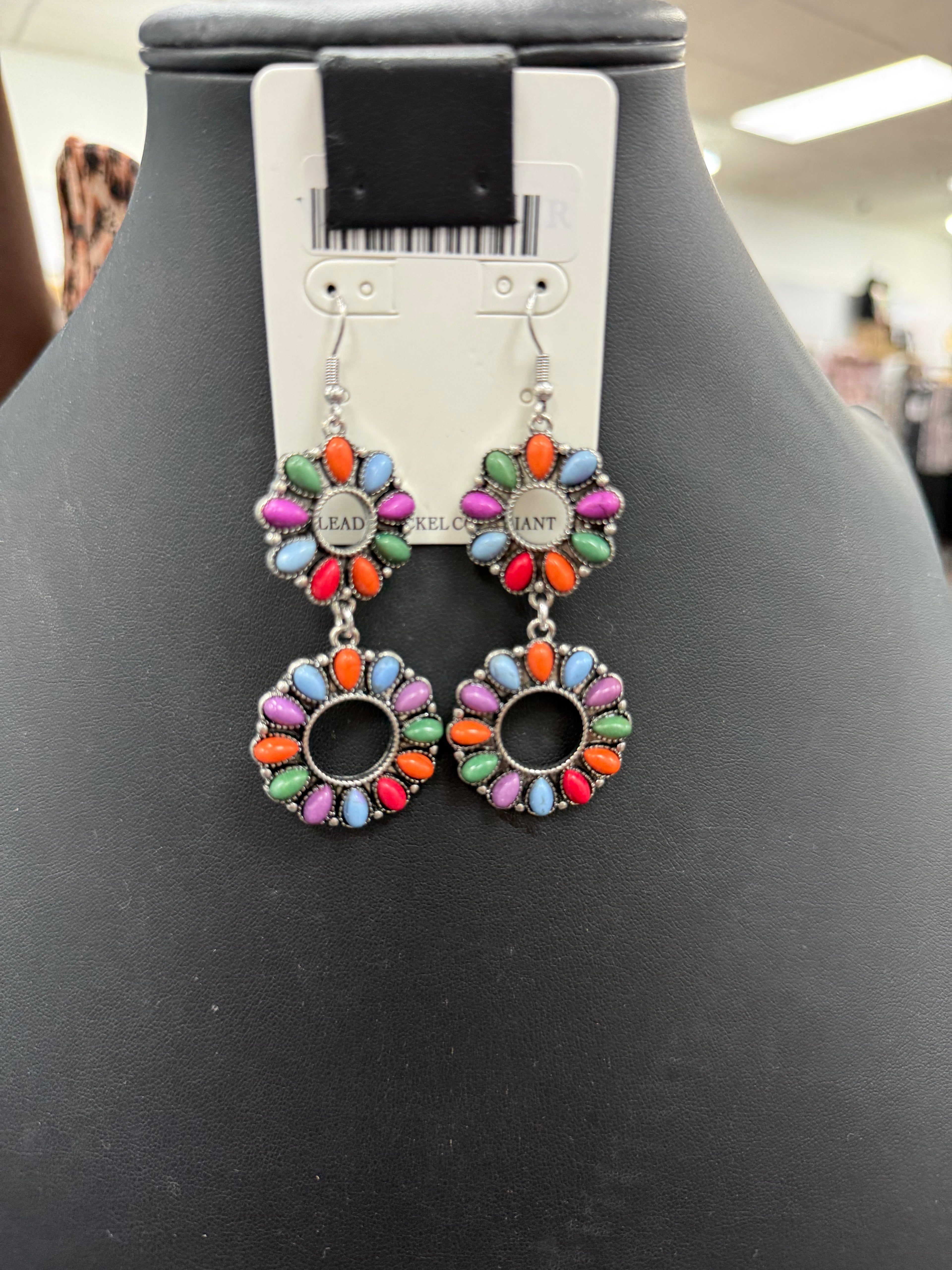 Multi-Colored Hoop Fishhook Earrings