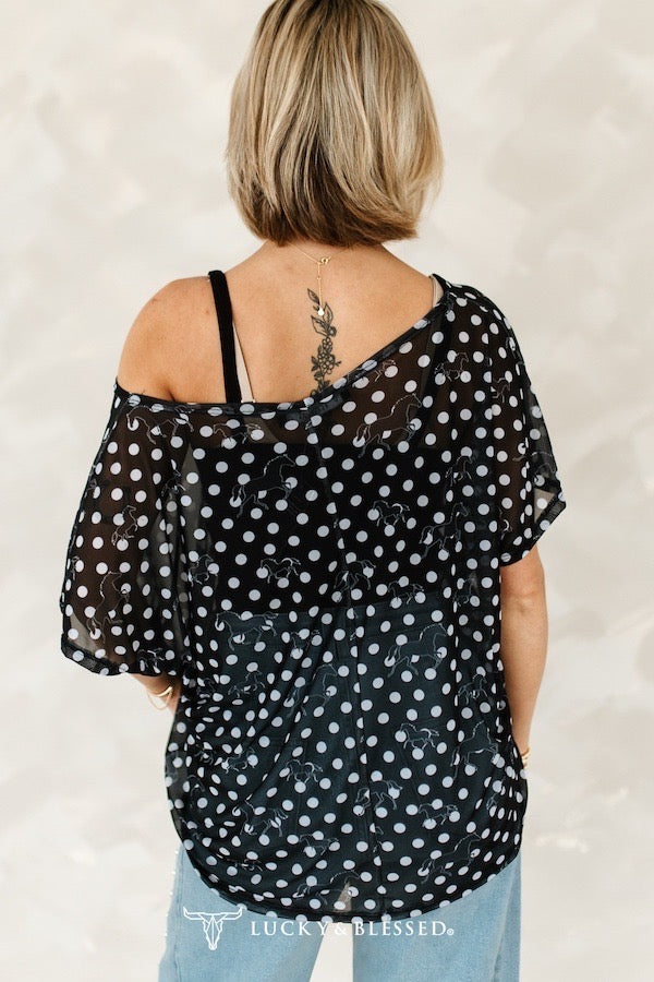 Horse Polka Dot Horse Mesh Top