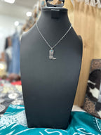 Turquoise Boot Scroll Letter Necklace