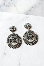 Round Stamped Concho Post Earrings