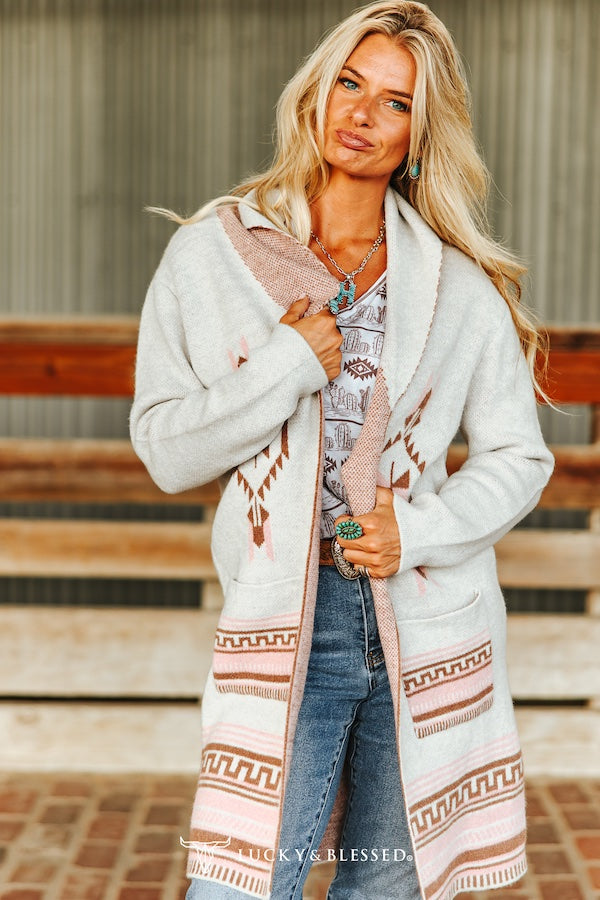 Southwest Peach Cardigan