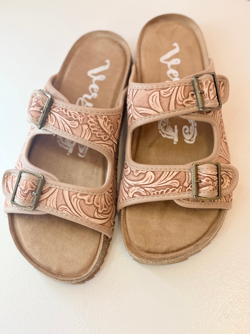Very Barry Blush Embossed Sandals