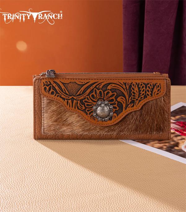 Trinity Ranch Brown Concho Cowhide Wallet