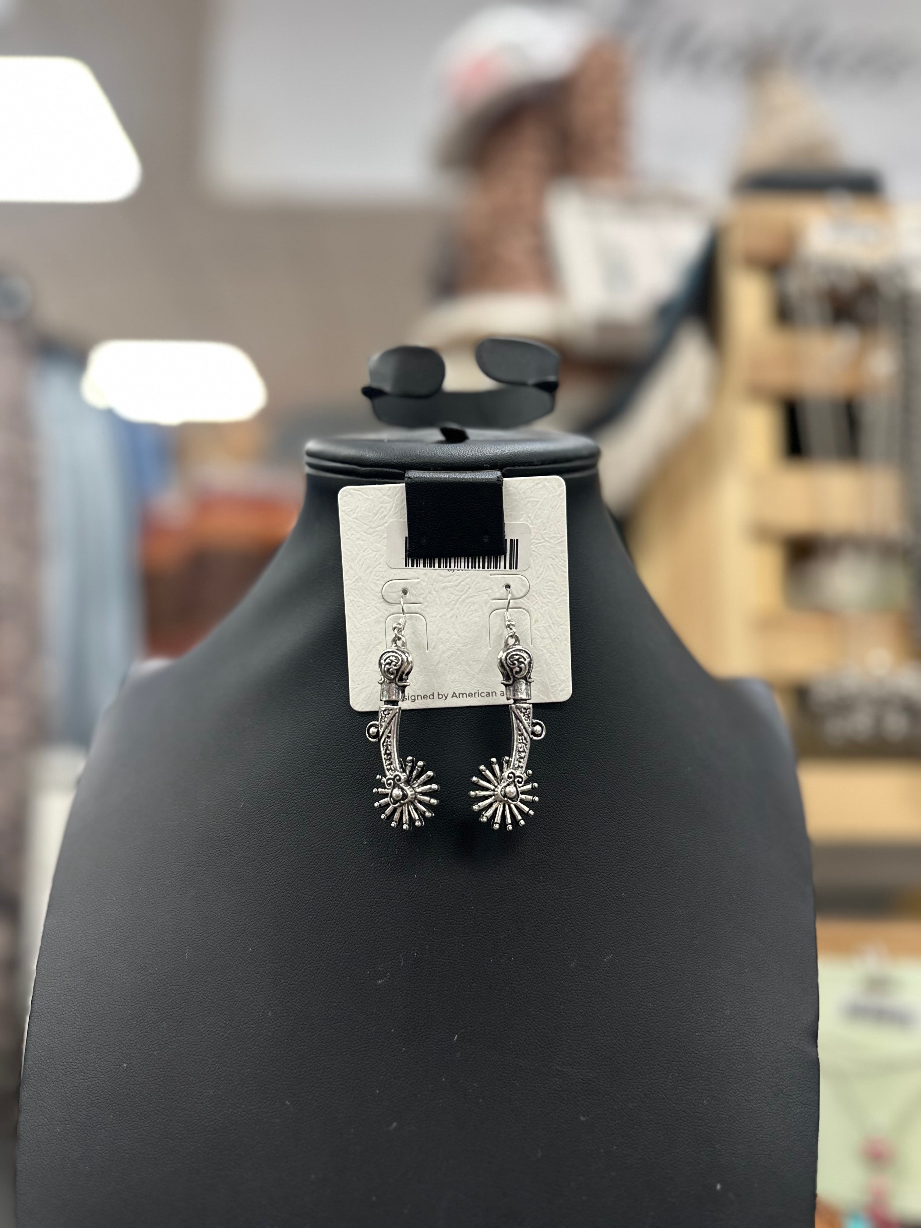 Silver Spur Fishhook Earrings