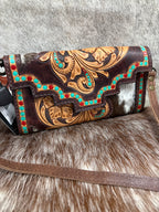 Hand Tooled Cowhide Wallet Crossbody