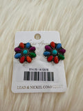 Multi Floral Post Earrings