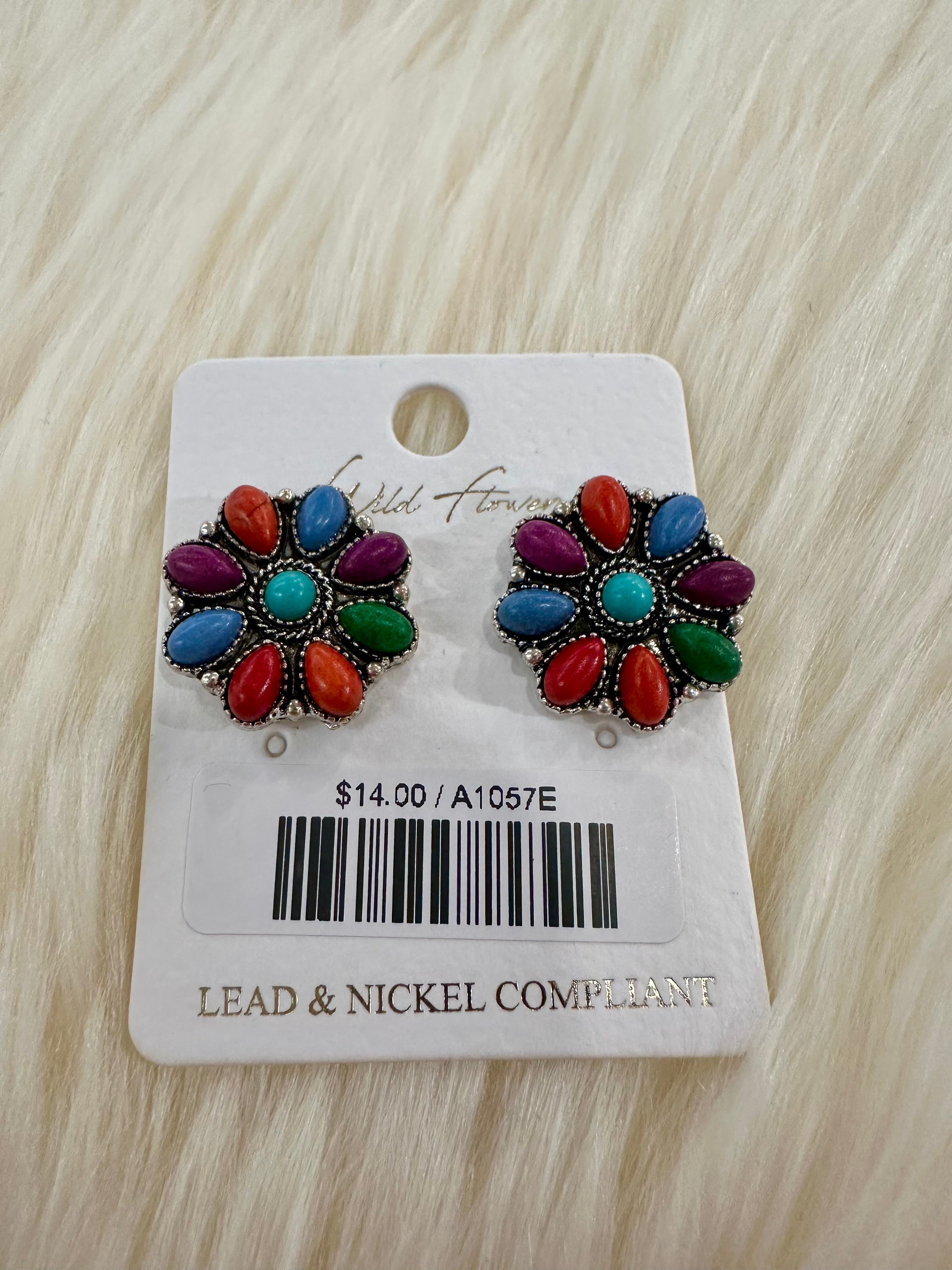 Multi Floral Post Earrings