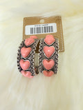 Peach Stack Heart Hoop Post Earrings