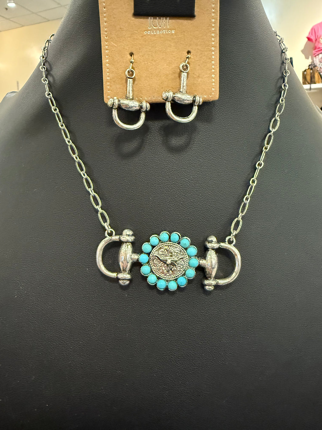 Cowboy Bit Necklace and Earrings Set