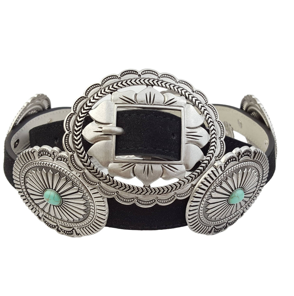 Suede Stamped Concho Belt