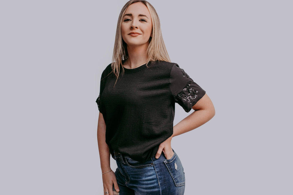 Sequins Horse Sleeve Blouse