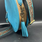 Desert Rain Tooled Leather Round Bag