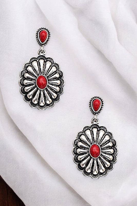 Coral Concho Post Earrings