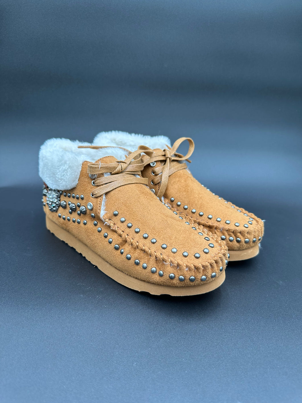 Montana West Brown Concho Lux Moccasins
