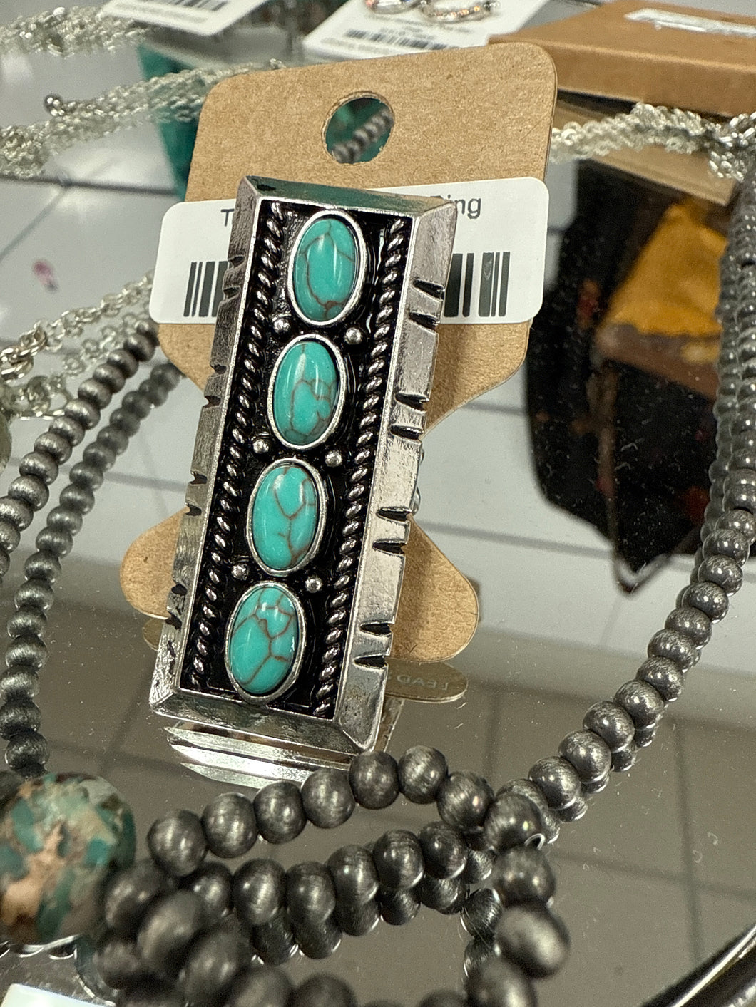 Turquoise Bar Cuff Ring