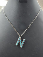 Turquoise Cluster Letter Necklace