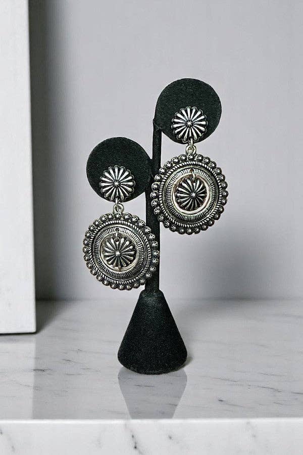 Round Stamped Concho Post Earrings